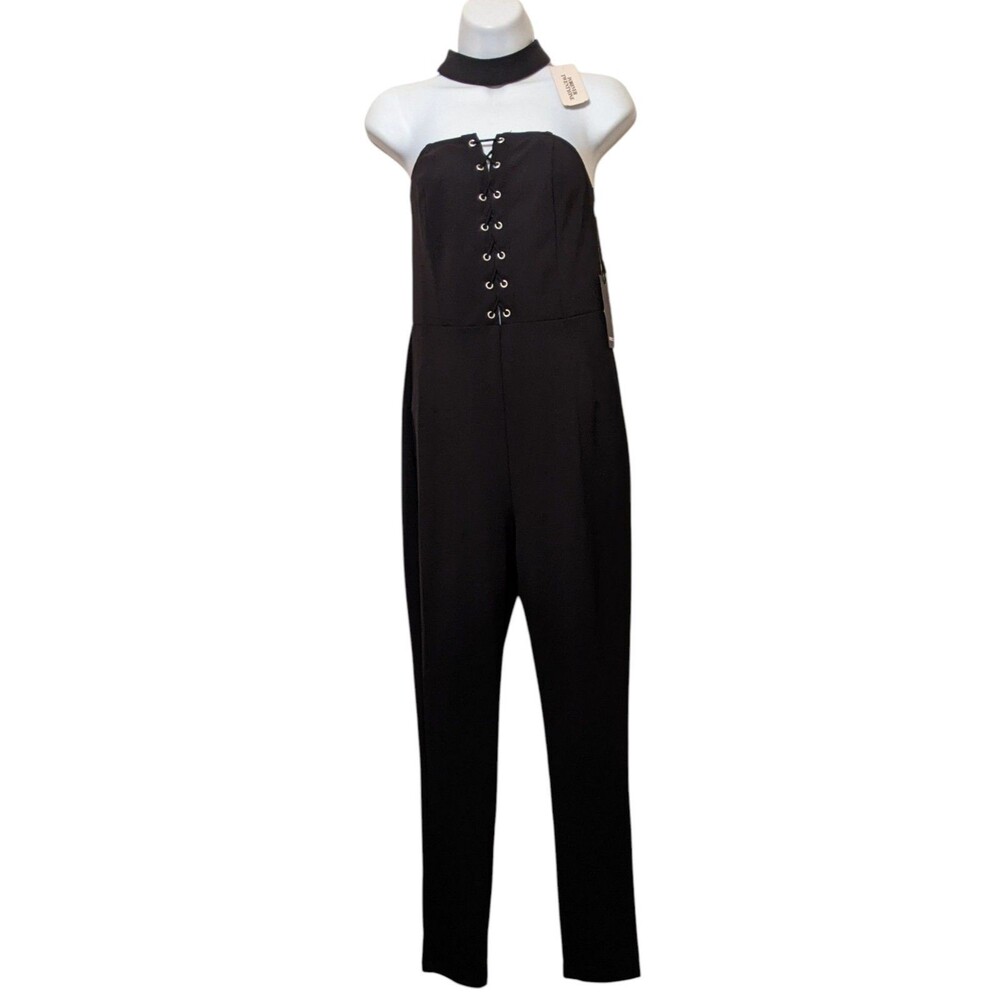 FOREVER 21 Strapless Whimsigoth Fitted Black Jumpsuit Size M